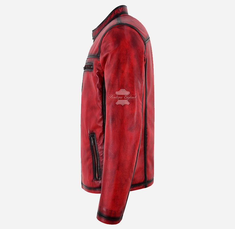 BRUISER Men's Vintage Red Leather Jacket
