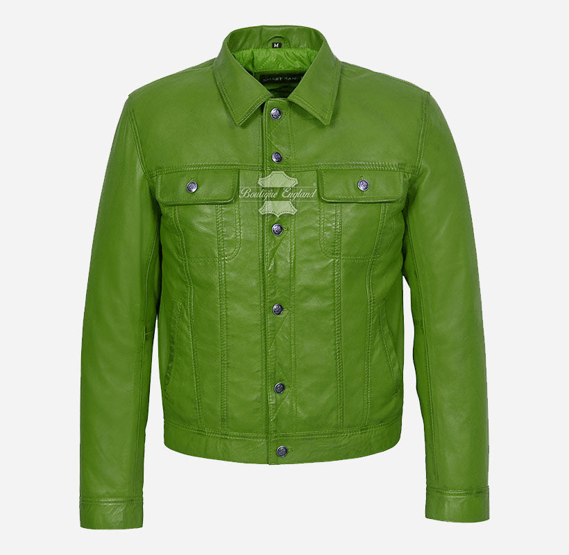 TRUCKER Men's Denim Style Leather Jacket