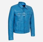 TRUCKER Men's Denim Style Leather Jacket