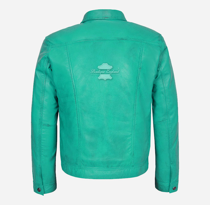 TRUCKER Men's Denim Style Leather Jacket