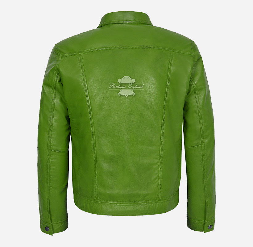 TRUCKER Men's Denim Style Leather Jacket