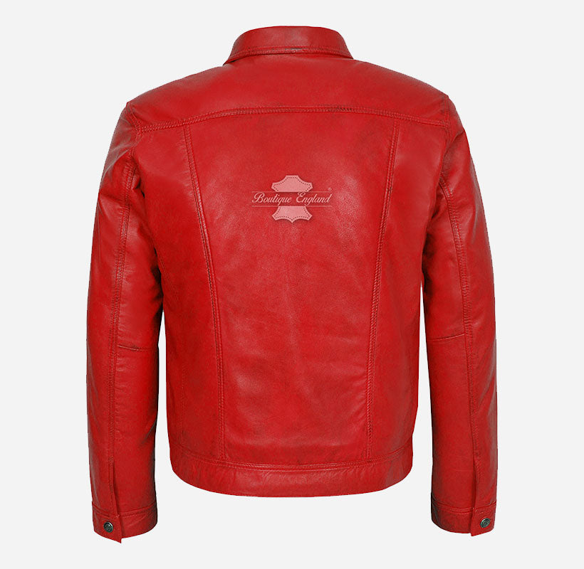 TRUCKER Men's Denim Style Leather Jacket