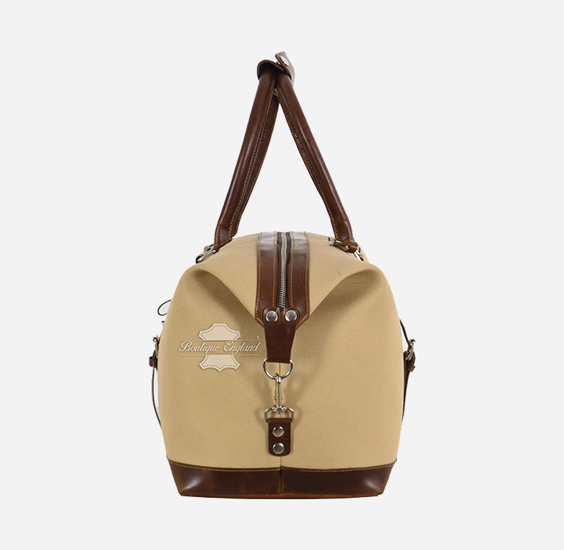 Weekender Overnight Duffel Bag Carry On Bag Canvas with Leather Detailing