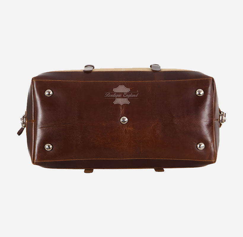 Weekender Overnight Duffel Bag Carry On Bag Canvas with Leather Detailing