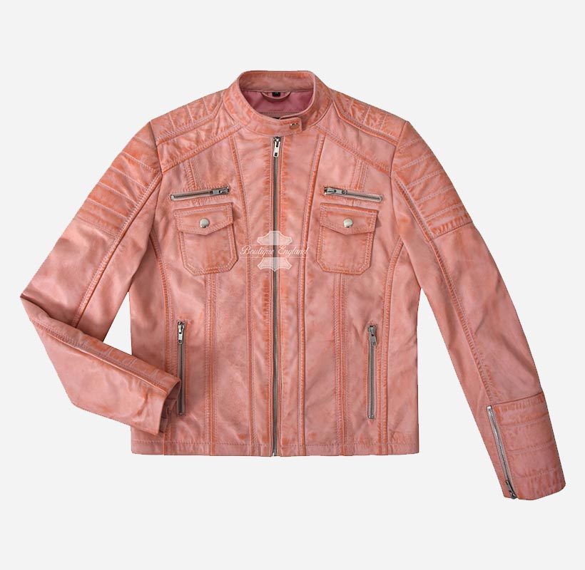 ELORA Ladies Leather Biker Jacket Slim Fit Leather Jacket