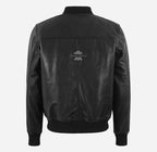 BARNABY Men's Black Leather Bomber Jacket Aviator Style