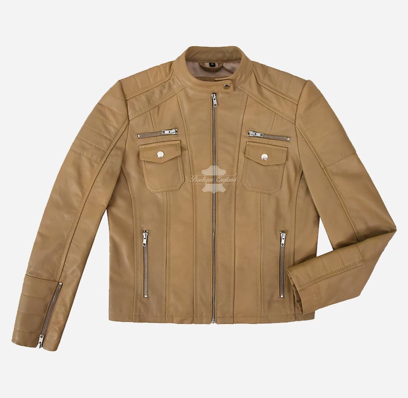 ELORA Ladies Leather Biker Jacket Slim Fit Leather Jacket