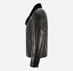 ZACHARY Men's Side Zip Sheepskin Flying Jacket Black