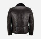 ZACHARY Men's Side Zip Sheepskin Flying Jacket Black
