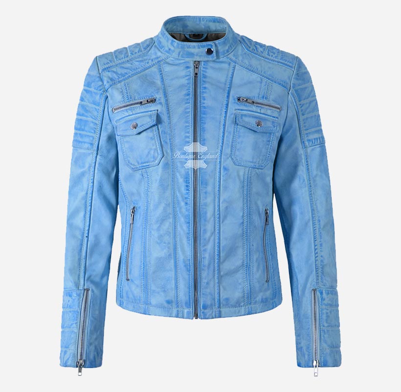 ELORA Ladies Leather Biker Jacket Slim Fit Leather Jacket