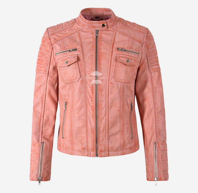 ELORA Ladies Leather Biker Jacket Slim Fit Leather Jacket