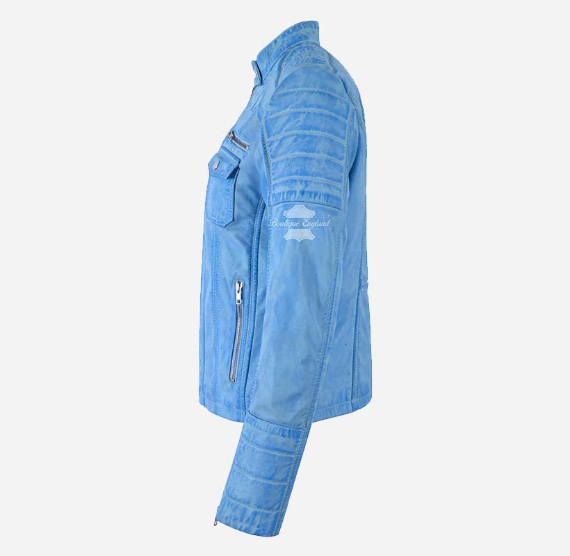 ELORA Ladies Leather Biker Jacket Slim Fit Leather Jacket