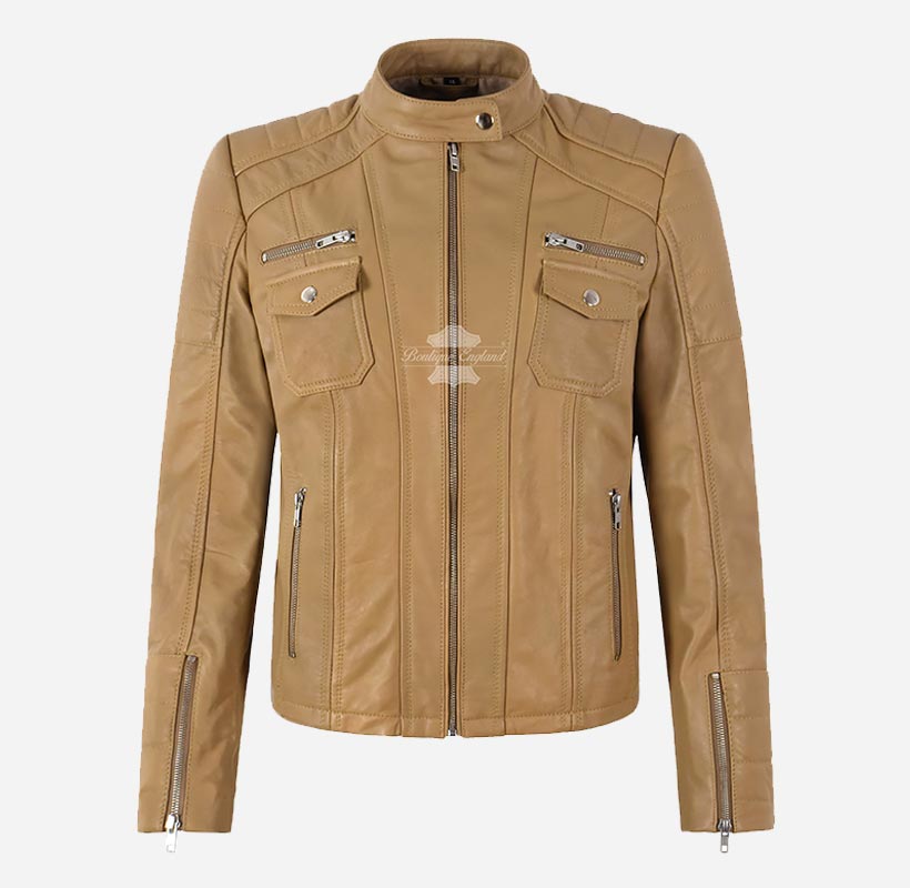 ELORA Ladies Leather Biker Jacket Slim Fit Leather Jacket