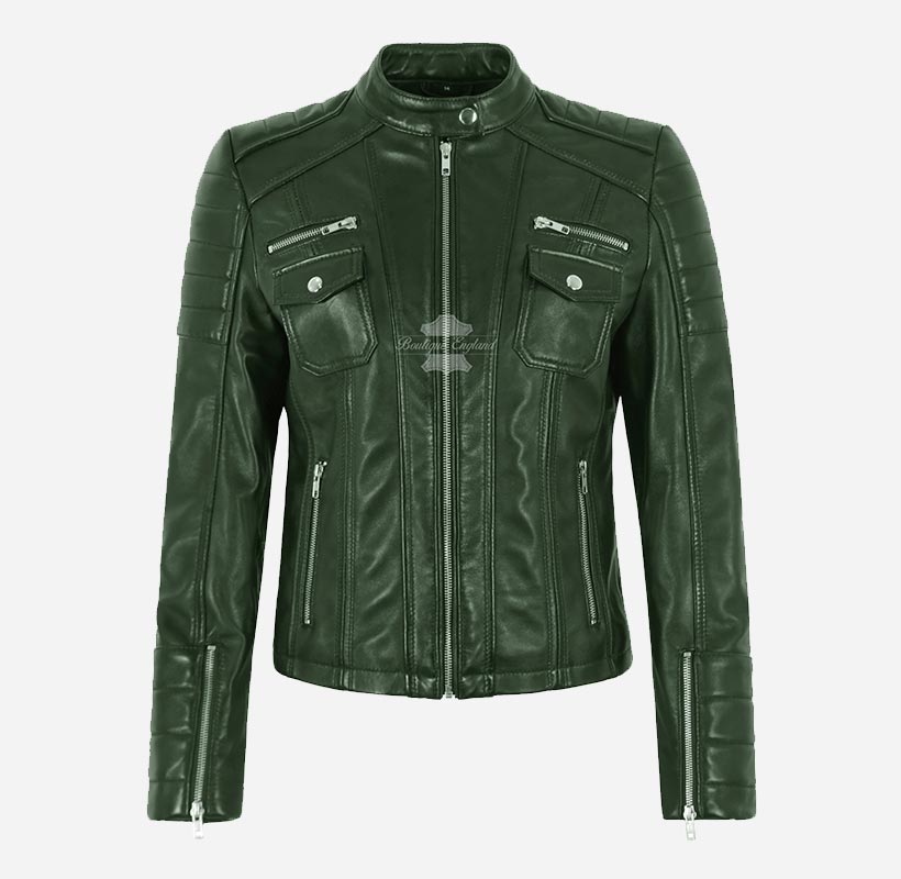 ELORA Ladies Leather Biker Jacket Slim Fit Leather Jacket