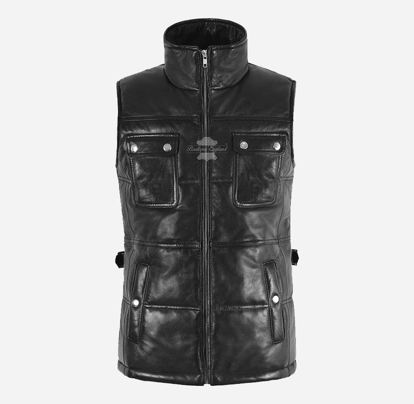 AVERY WOMEN'S QUILTED LEATHER GILET Sleeveless Jacket Waistcoat