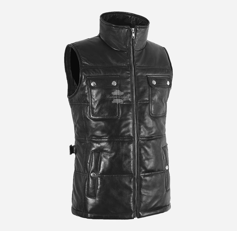 AVERY WOMEN'S QUILTED LEATHER GILET Sleeveless Jacket Waistcoat