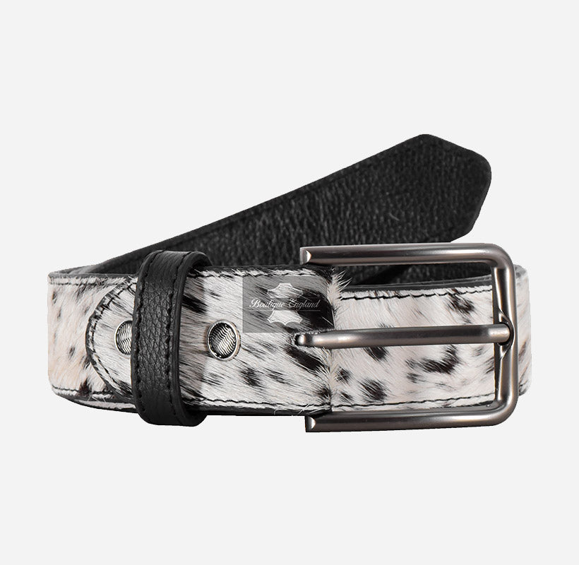 Men’s Genuine Hair-On Cowhide Leather Belt