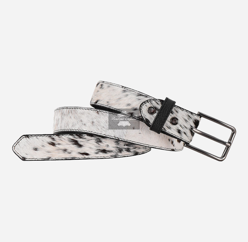 Men’s Genuine Hair-On Cowhide Leather Belt