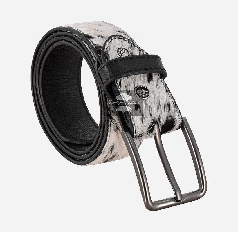 Men’s Genuine Hair-On Cowhide Leather Belt