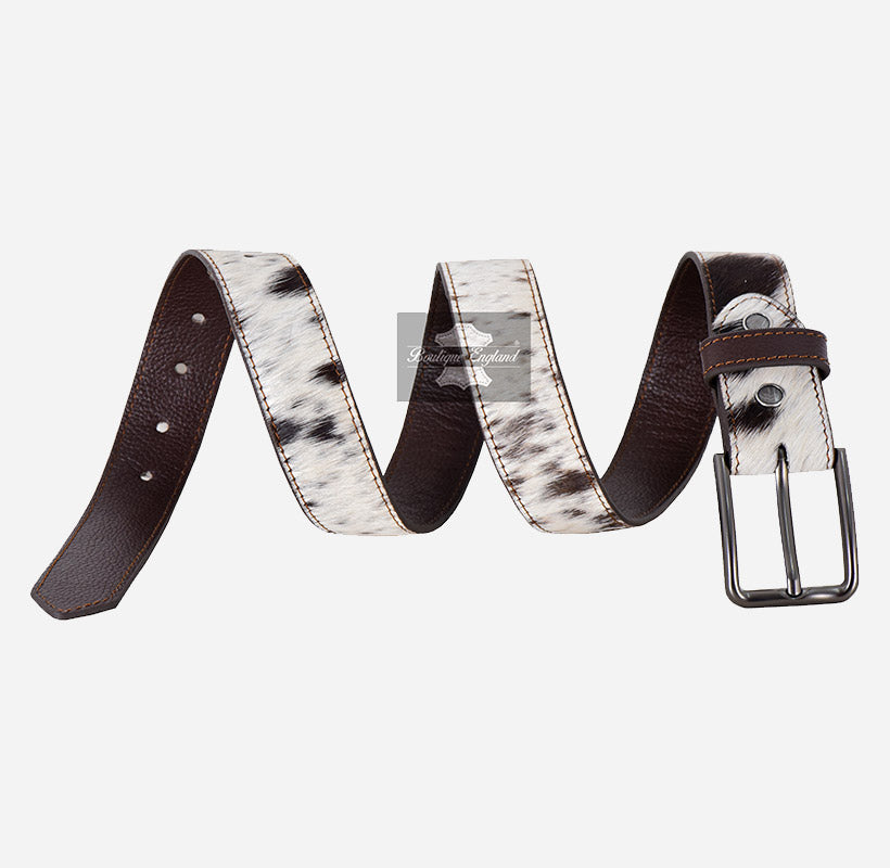 Men’s Genuine Hair-On Cowhide Leather Belt