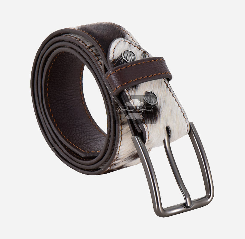 Men’s Genuine Hair-On Cowhide Leather Belt