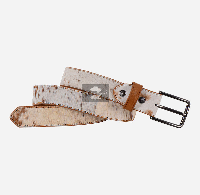Men’s Genuine Hair-On Cowhide Leather Belt