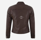ELSPETH Women Brown Leather Biker Fashion Leather Jacket