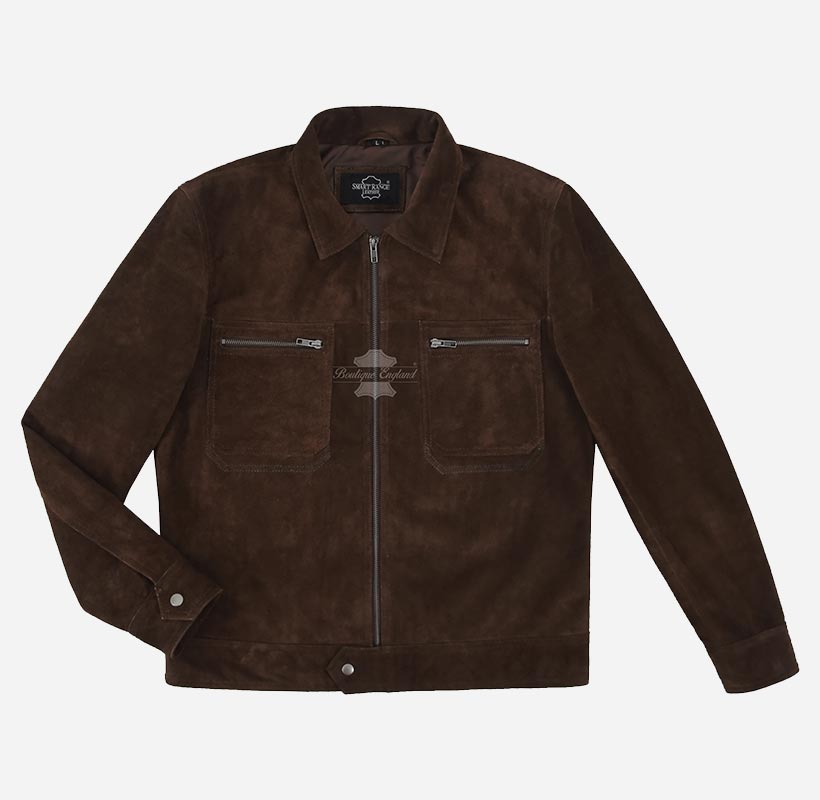 KAEL Men's Roasted Brown Classic Collared Suede Jacket