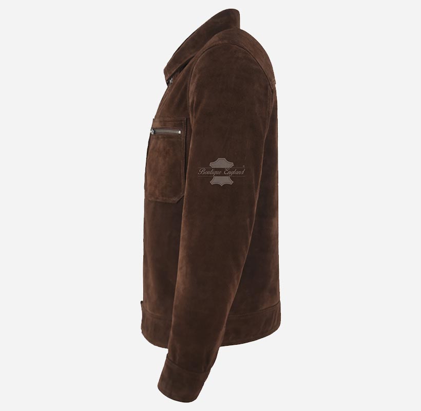 KAEL Men's Roasted Brown Classic Collared Suede Jacket