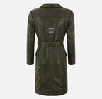 EDITH Women’s Leather Trench Coat Long Belted