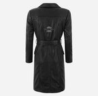 EDITH Women’s Leather Trench Coat Long Belted