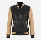 AUBURN Women Varsity Jacket Leather Baseball Bomber