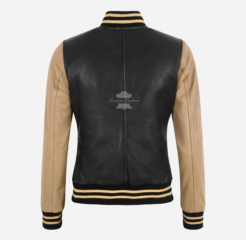 AUBURN Women Varsity Jacket Leather Baseball Bomber