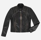CASIDY Women Vintage Collared Leather Jacket Boxy Fit