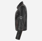 CASIDY Women Vintage Collared Leather Jacket Boxy Fit