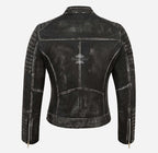 SPEEDSTER Women's Leather Racer Jacket Vintage Waxed