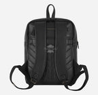 Unisex Black Leather Backpack Laptop Shoulder Bag