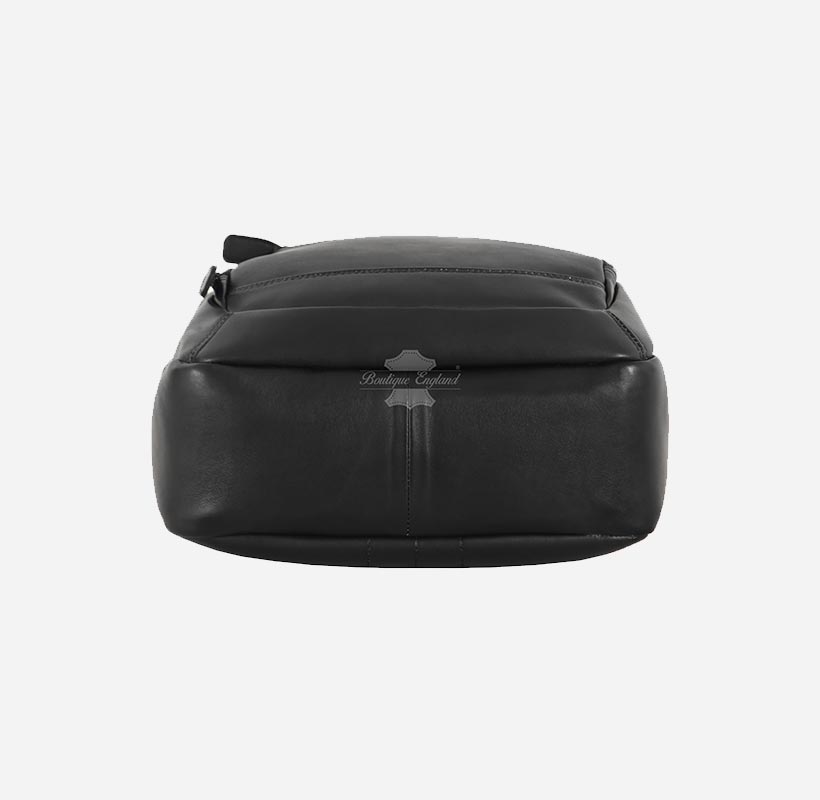 Unisex Black Leather Backpack Laptop Shoulder Bag