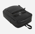 Unisex Black Leather Backpack Laptop Shoulder Bag