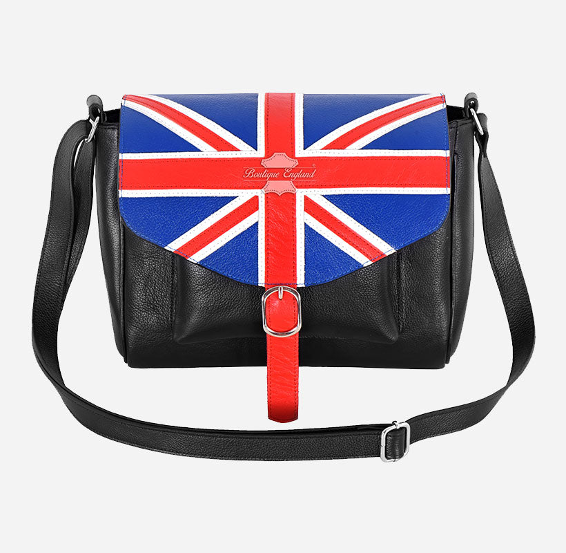 Union Flag Leather Crossbody Bag Women Shoulder Travel Bag