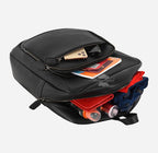 Unisex Black Leather Backpack Laptop Shoulder Bag