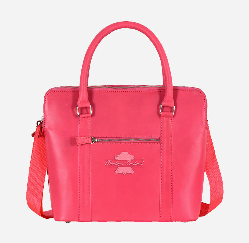 Women Crossbody Tote Bag in Soft Pink Leather
