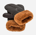 B3 Sheepskin Mitten Gloves Thick Real Shearling Leather Winter Gloves