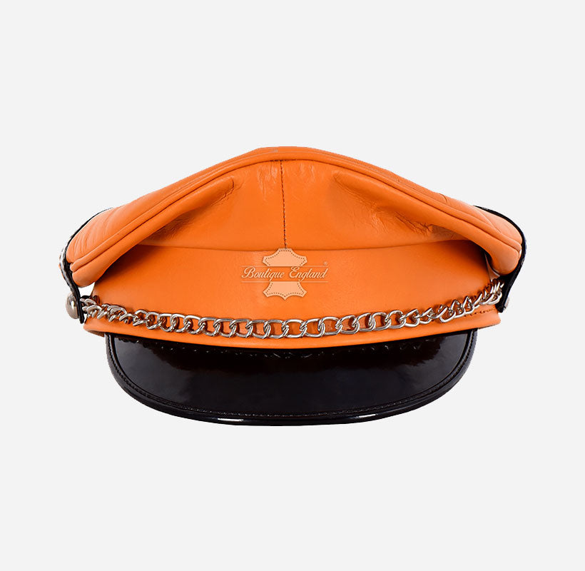 Leather Muir Cap with Chain Police Military Cap