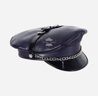 Leather Muir Cap with Chain Police Military Cap