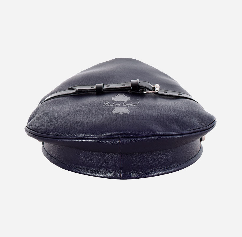 Leather Muir Cap with Chain Police Military Cap