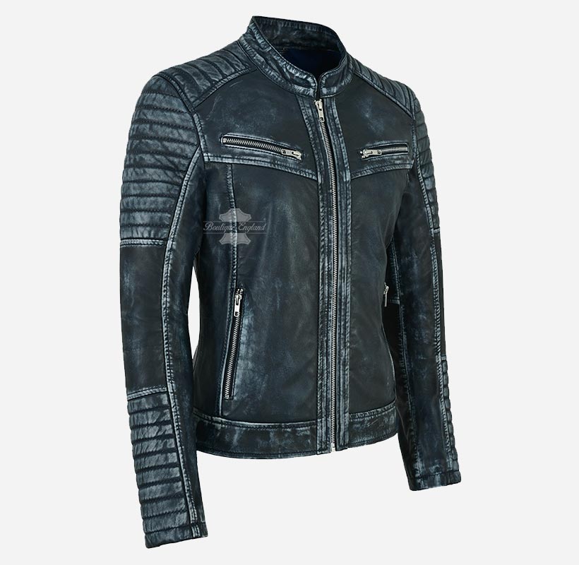 SPEEDSTER Women's Leather Racer Jacket Vintage Waxed
