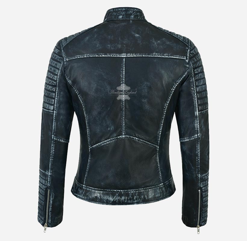 SPEEDSTER Women's Leather Racer Jacket Vintage Waxed