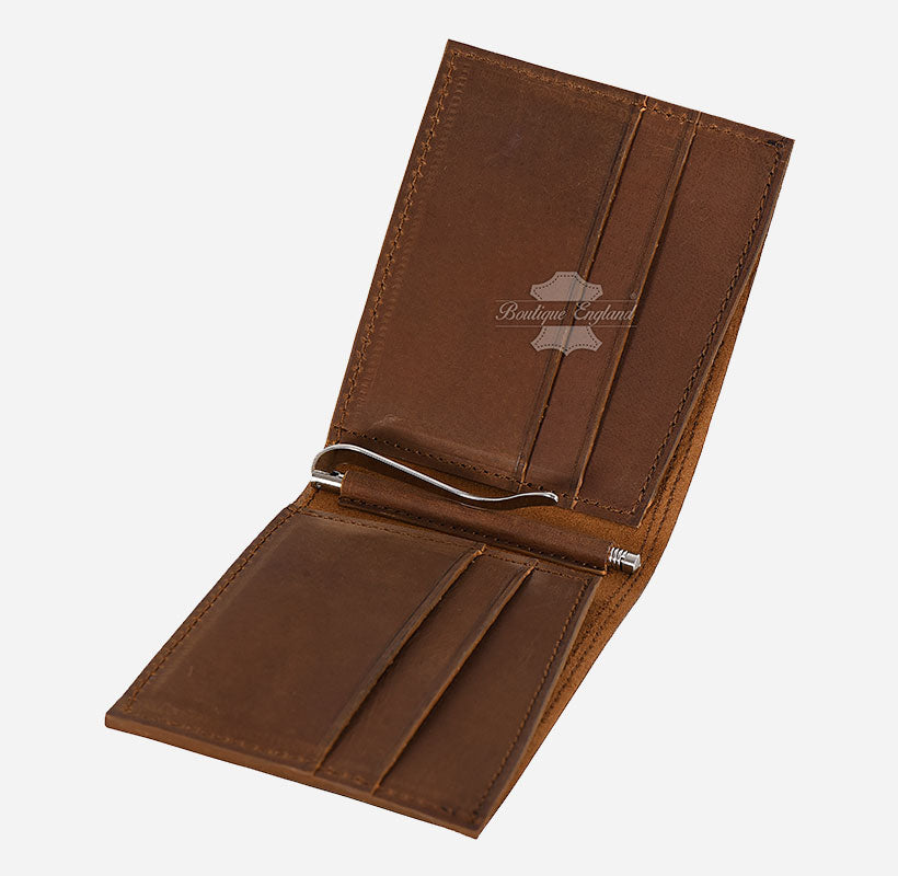 Mens Leather Wallet Bifold Classic Vintage Leather Wallet