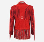 Western Flair Women's Suede Fringes and Studs Cropped Blazer Jacket